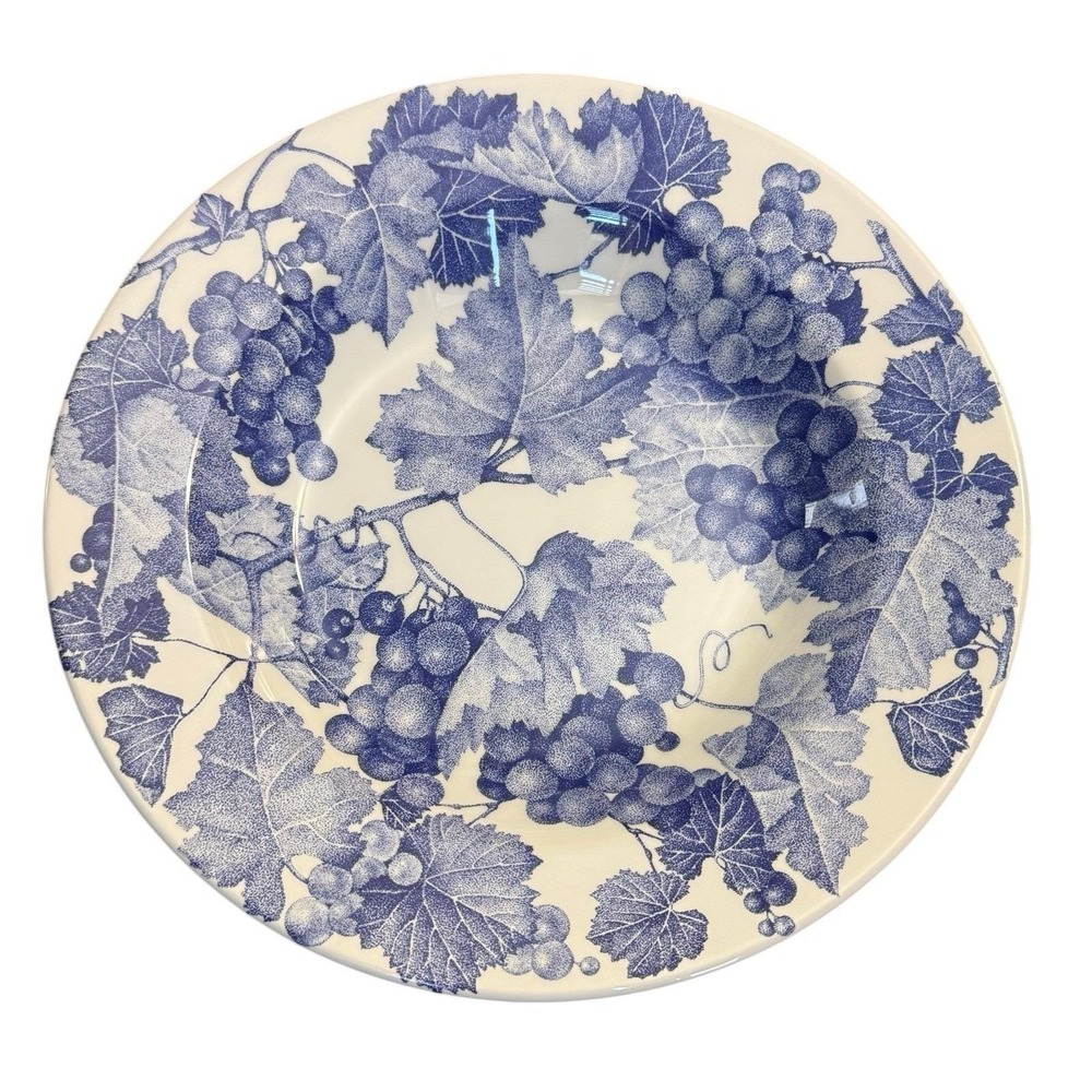 Vintage Set of 4 Furio Grape Leaf Blue Stoneware Salad Plates Made in Italy 8.5"